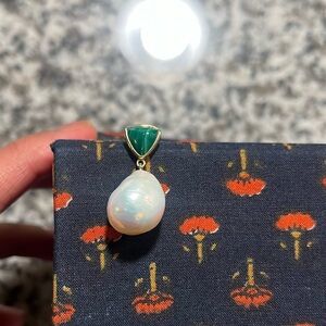 Mejuri Malachite Pearl Earrings (Never Worn, Sold Out / Limited Edition)